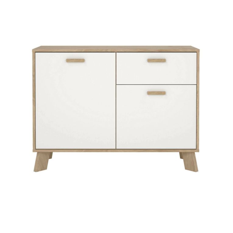 Credenza rovere e bianca 98x39x73h cm 2 ante e 1 cassetto - Tulo