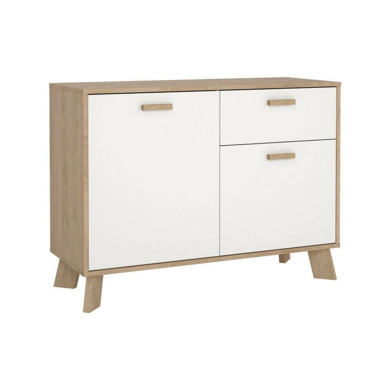 Credenza rovere e bianca 98x39x73h cm 2 ante e 1 cassetto - Tulo