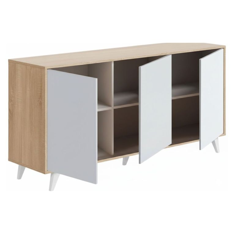 Credenza rovere e bianca moderna 153x39x72h cm 3 ante - Annina