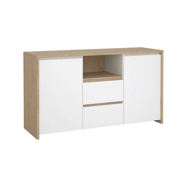 Credenza rovere e bianco lucida 148x48x83h cm 2 ante e 2 cassetti - Alalngar