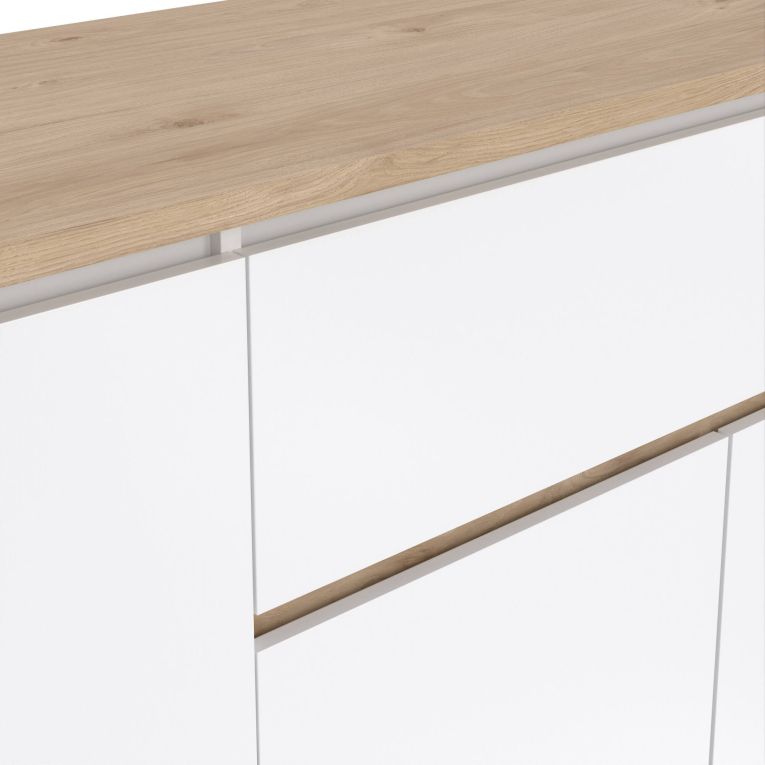 Credenza rovere e bianco lucida 197x48x83h cm 4 ante e 1 cassetto - Basile