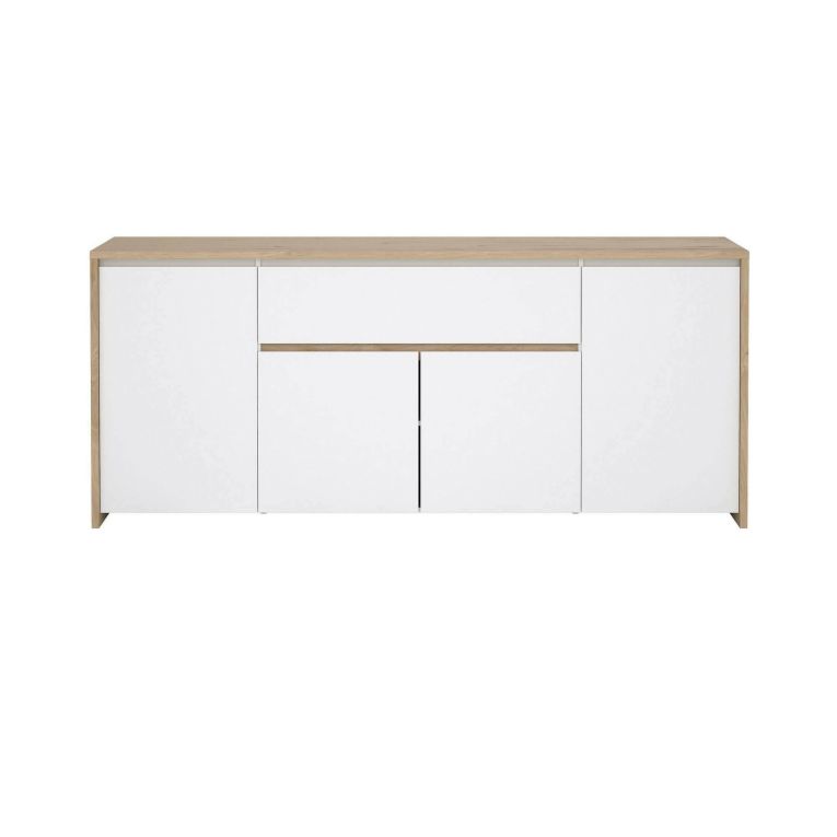 Credenza rovere e bianco lucida 197x48x83h cm 4 ante e 1 cassetto - Basile