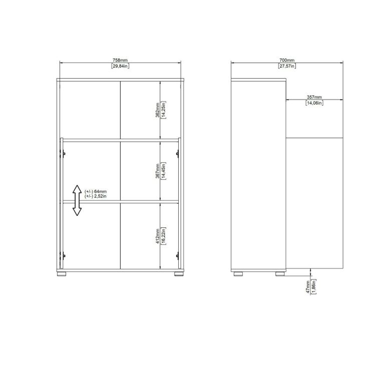 Credenza rovere e grigia 79x34x123h cm 2 ante - Canossa