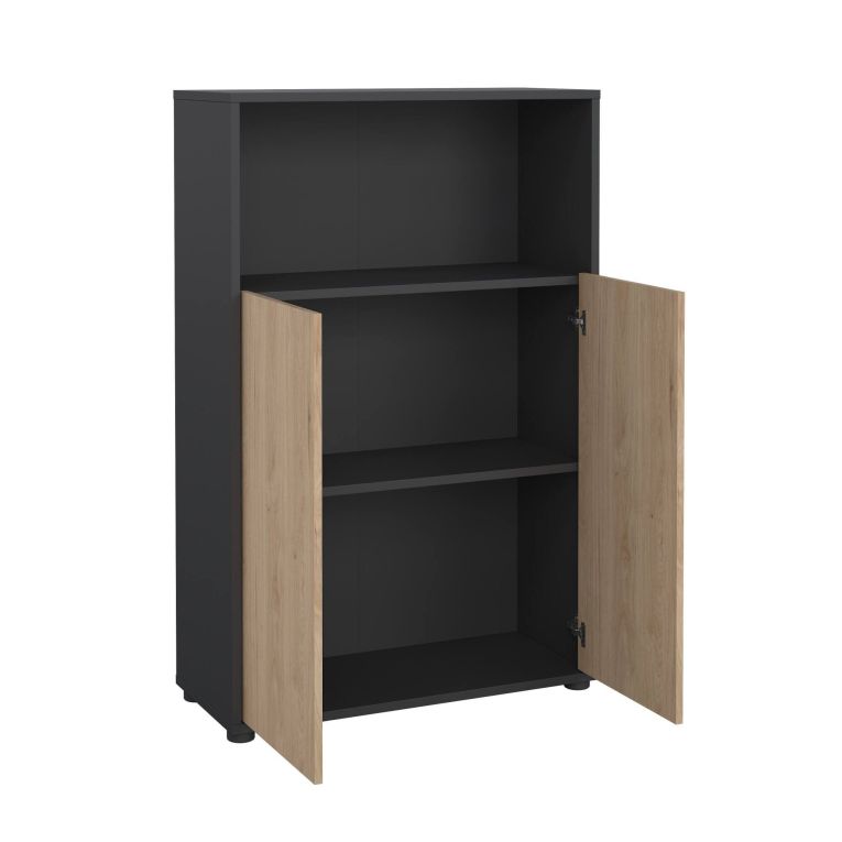 Credenza rovere e grigia 79x34x123h cm 2 ante - Canossa