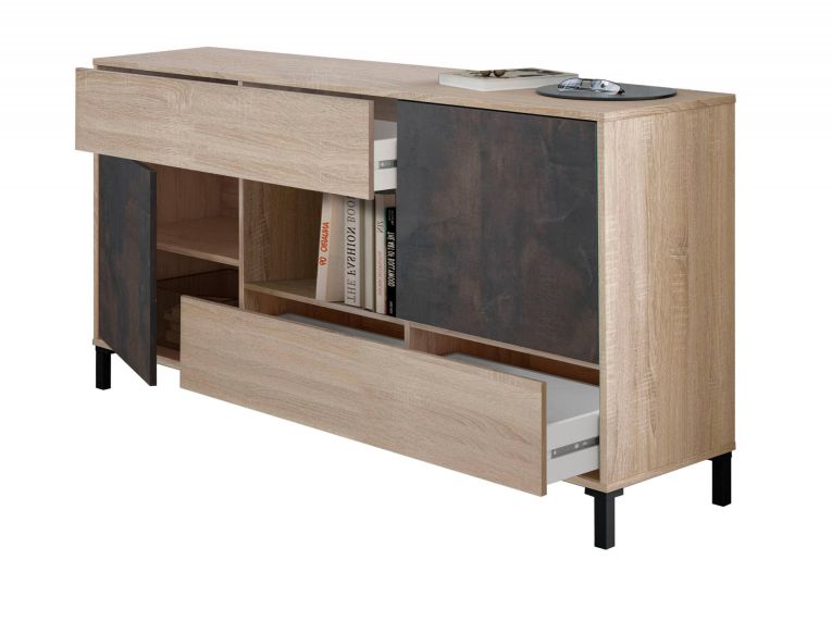 Credenza rovere e ossido 151x41x80h cm 2 ante e 2 cassetti - Abib