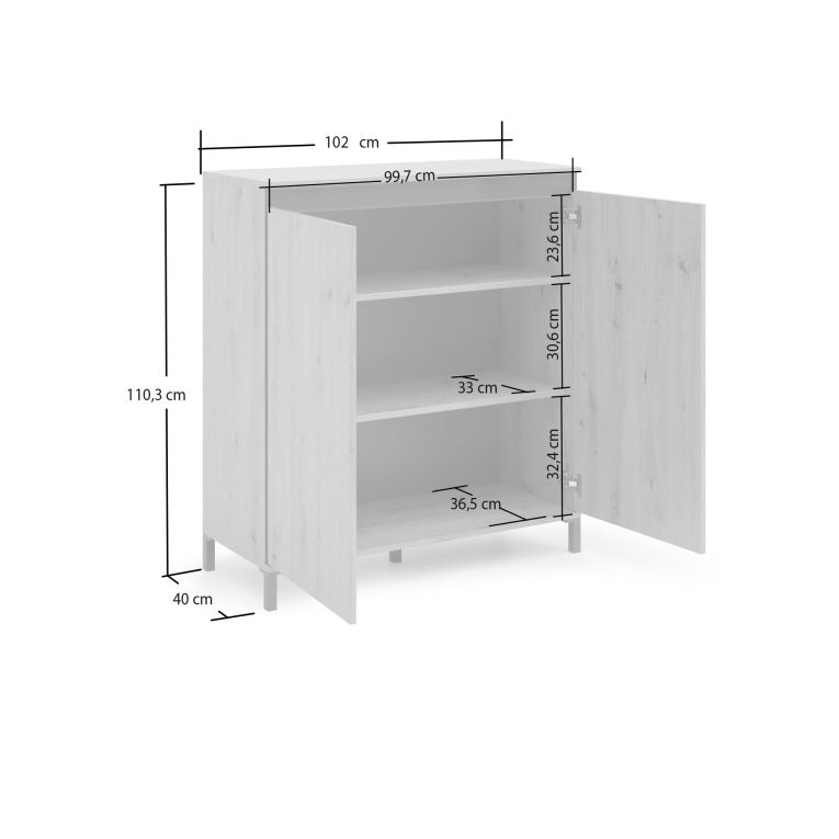 Credenza rovere nodi e antracite 100x40x110h cm 2 ante - Tokyo