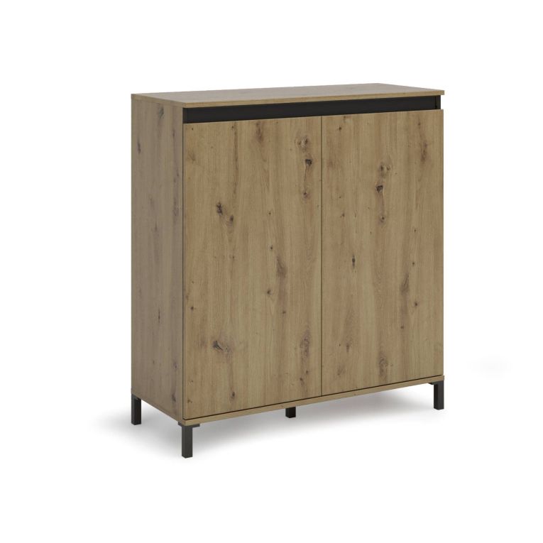 Credenza rovere nodi e antracite 100x40x110h cm 2 ante - Tokyo