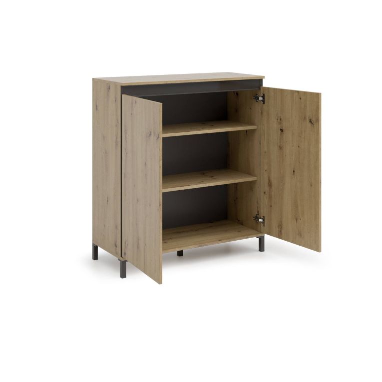 Credenza rovere nodi e antracite 100x40x110h cm 2 ante - Tokyo