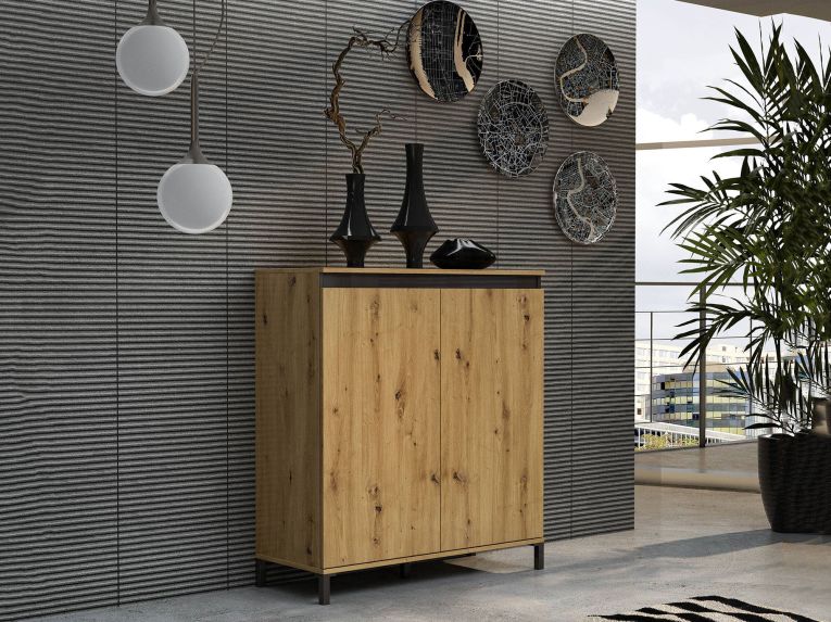 Credenza rovere nodi e antracite 100x40x110h cm 2 ante - Tokyo