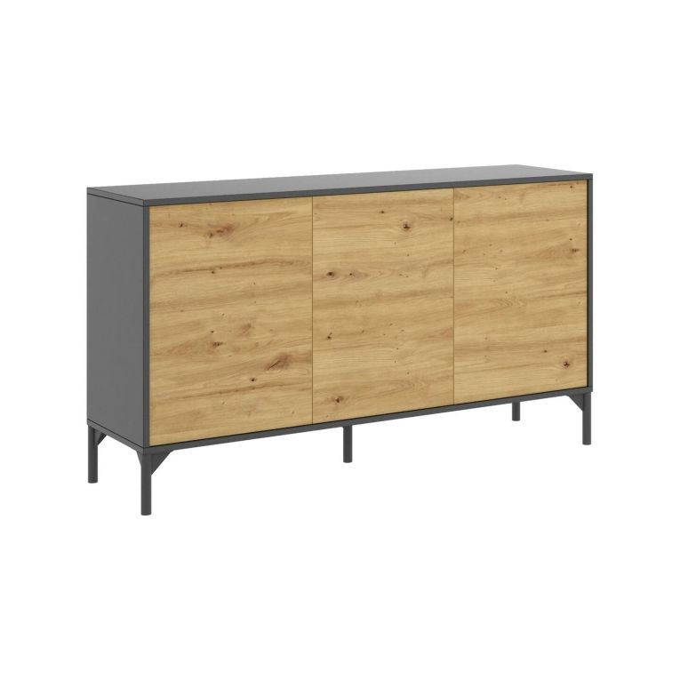 Credenza rovere nodi e antracite 132x38x73h cm 3 ante - Adabi