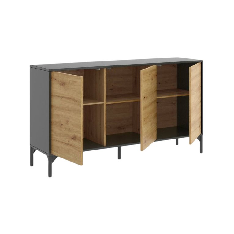 Credenza rovere nodi e antracite 132x38x73h cm 3 ante - Adabi
