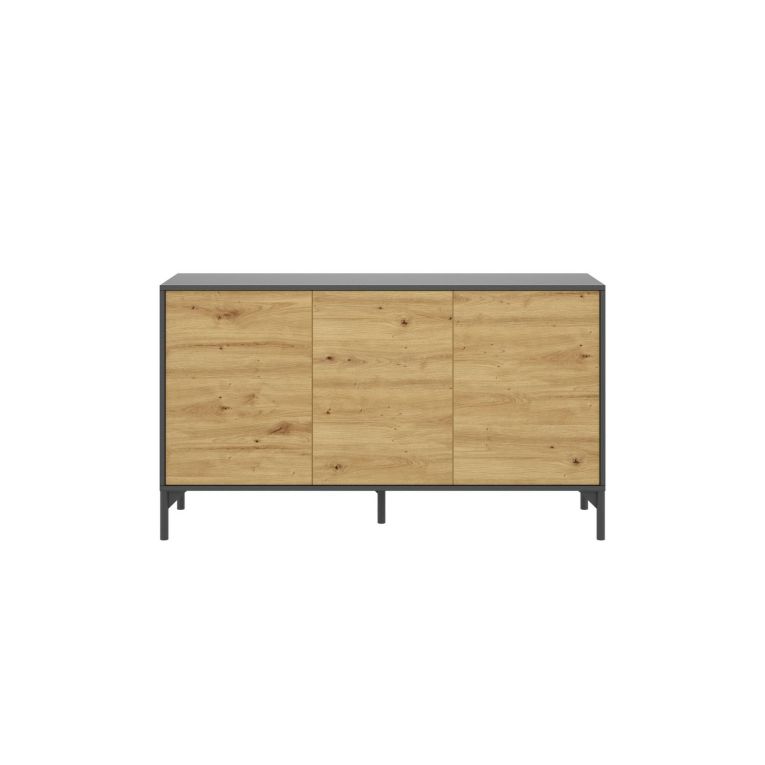 Credenza rovere nodi e antracite 132x38x73h cm 3 ante - Adabi