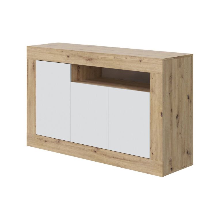 Credenza rovere nodi e bianca 144x42x87h cm 3 ante - Ilizia