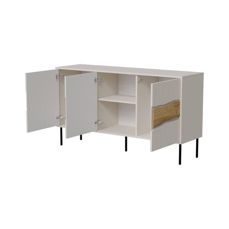 Credenza Saliceto, 144x40 h80 cm, Beige e Rovere Nodi