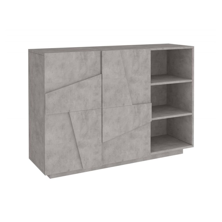 Credenza Salvo, Buffet da soggiorno multifunzione, Madia da salotto a 2 ante, 100% Made in Italy, cm 121x38h86, Cemento