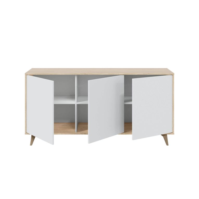 Credenza soggiorno rovere e bianca 154x41x75h cm 3 ante - Acrolorum