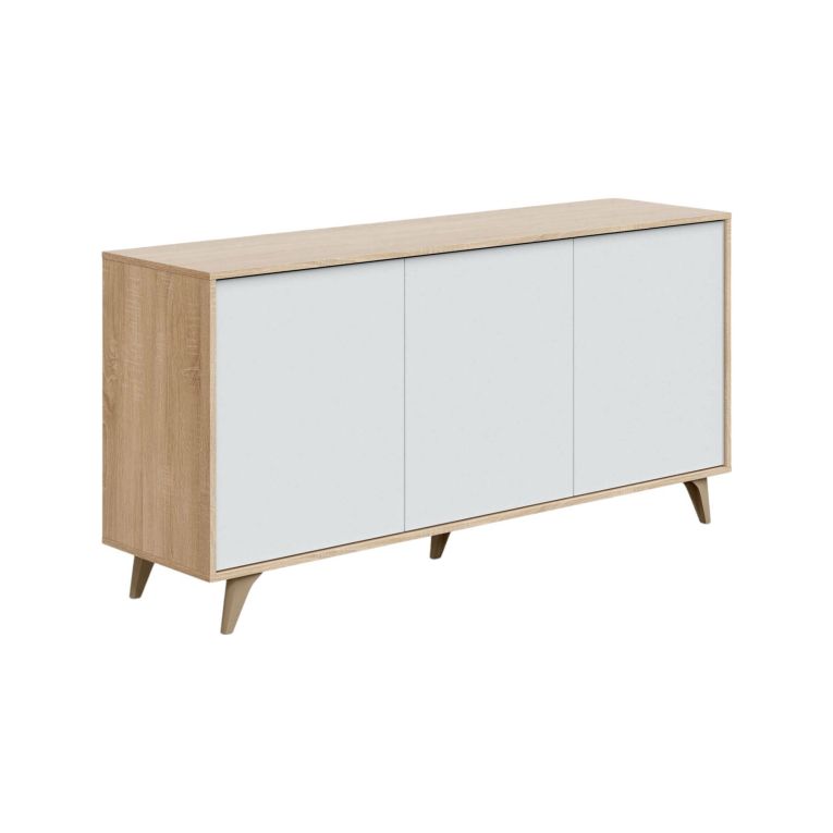 Credenza soggiorno rovere e bianca 154x41x75h cm 3 ante - Acrolorum