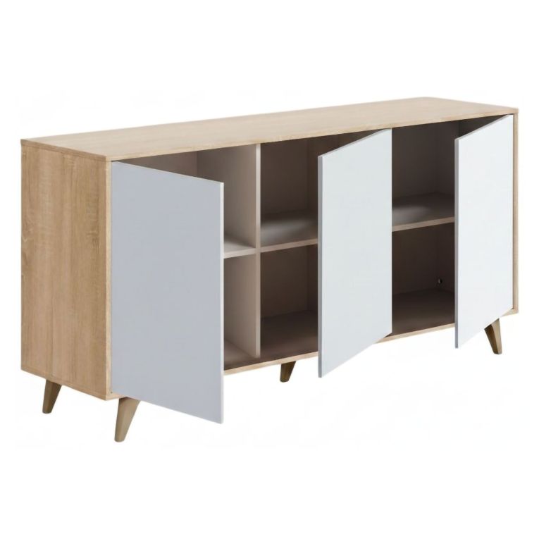 Credenza soggiorno rovere e bianca 154x41x75h cm 3 ante - Acrolorum