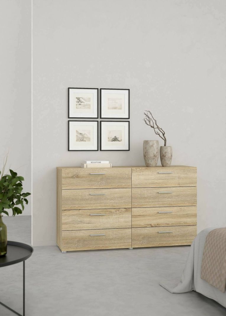 Credenza Solene, Buffet da soggiorno, Madia da salotto, Dispensa da cucina, 40x140 h82 cm, Quercia