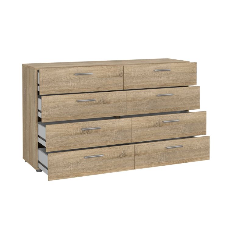 Credenza Solene, Buffet da soggiorno, Madia da salotto, Dispensa da cucina, 40x140 h82 cm, Quercia