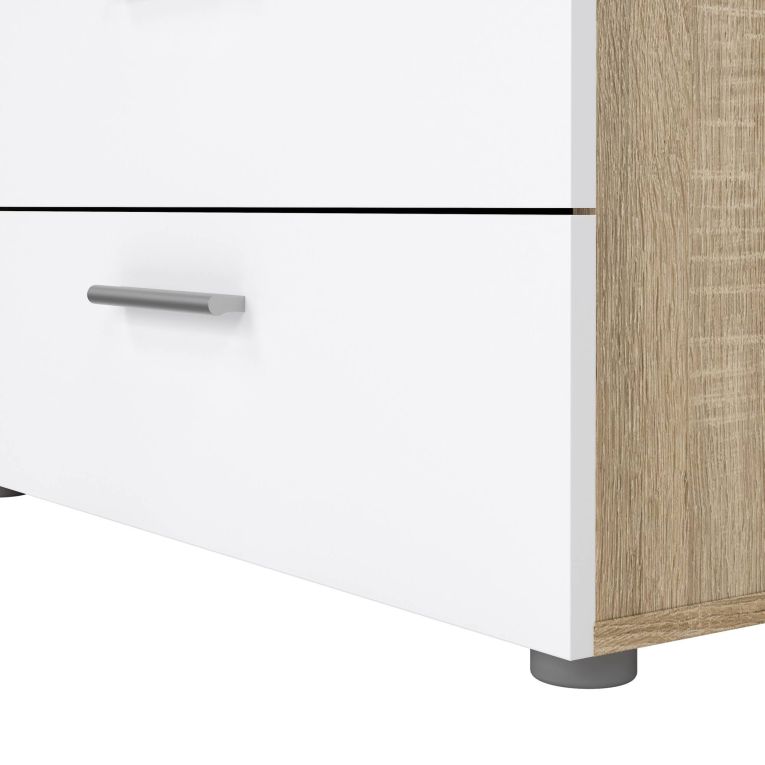 Credenza Solene, Buffet da soggiorno, Madia da salotto, Dispensa da cucina, 40x140 h82 cm, Quercia e Bianco