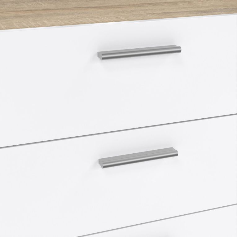 Credenza Solene, Buffet da soggiorno, Madia da salotto, Dispensa da cucina, 40x140 h82 cm, Quercia e Bianco