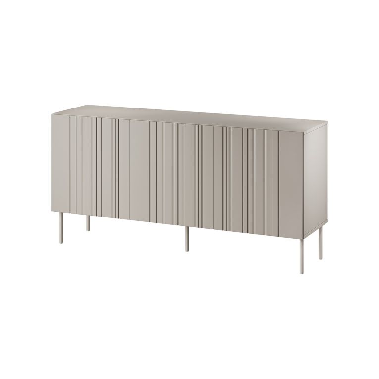 Credenza Torres, Madia da salotto con tre ante battenti e vani interni, Rialzata da terra, 151x42 h75 cm, Beige