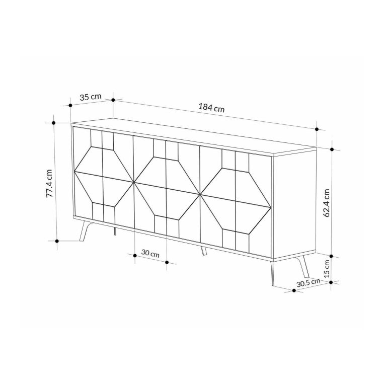 Credenza tortora 184x35x77h cm 6 ante - Africo