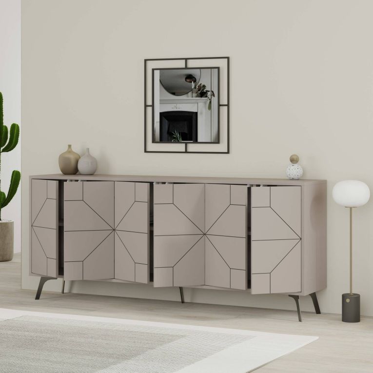 Credenza tortora 184x35x77h cm 6 ante - Africo