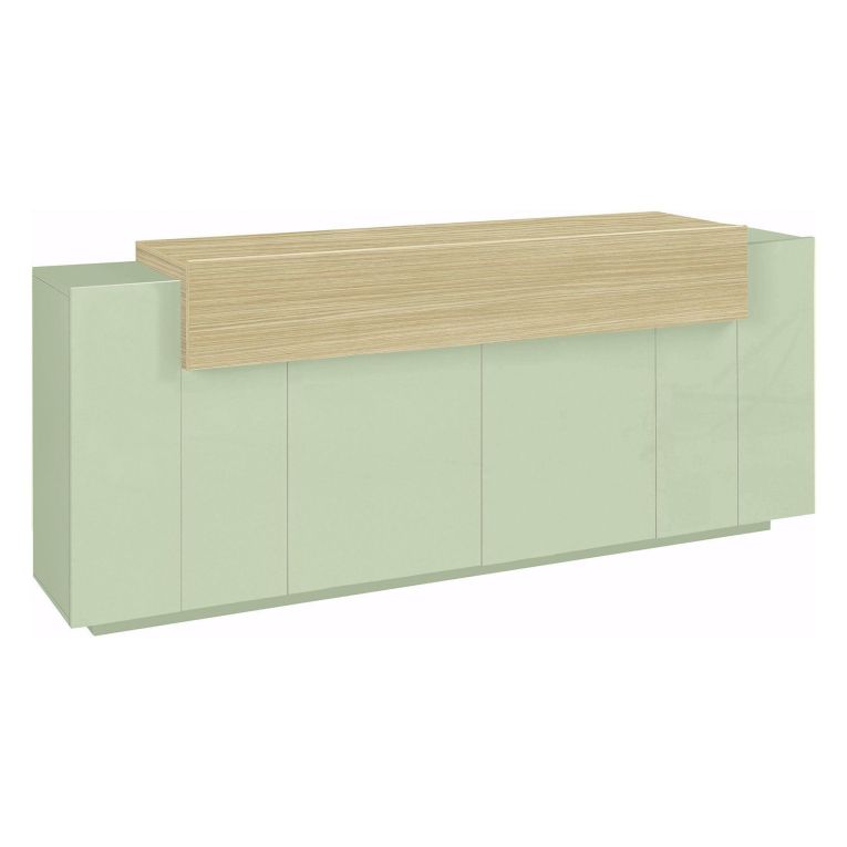 Credenza Verde 3 Ripiani Apertura Battente, a Ribalta 200x45x85.5h cm, 5 Ante - Pulfero