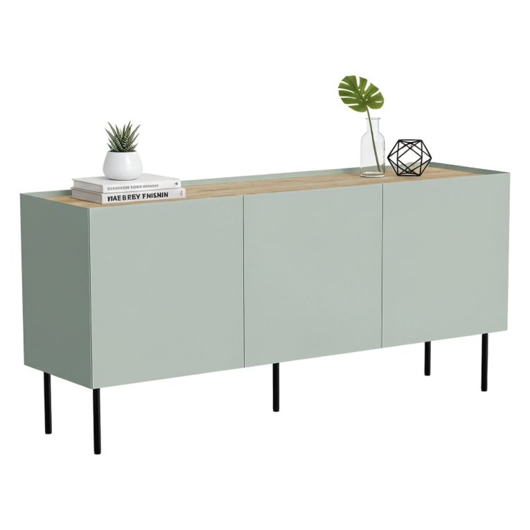 Credenza verde e rovere 150x40x70h cm 3 ante - Verrone