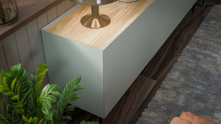 Credenza verde e rovere 150x40x70h cm 3 ante - Verrone