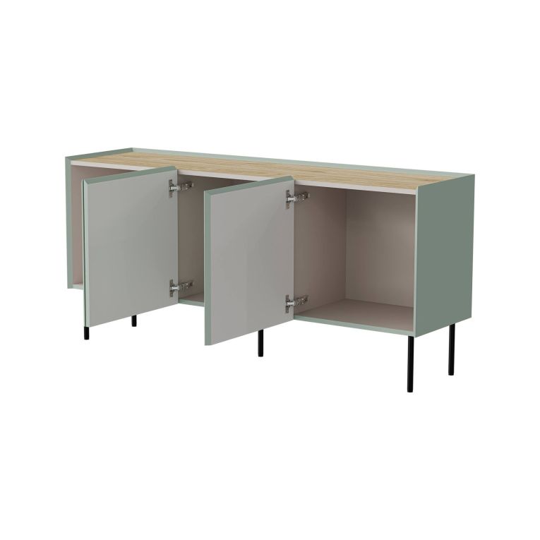 Credenza verde e rovere 150x40x70h cm 3 ante - Verrone
