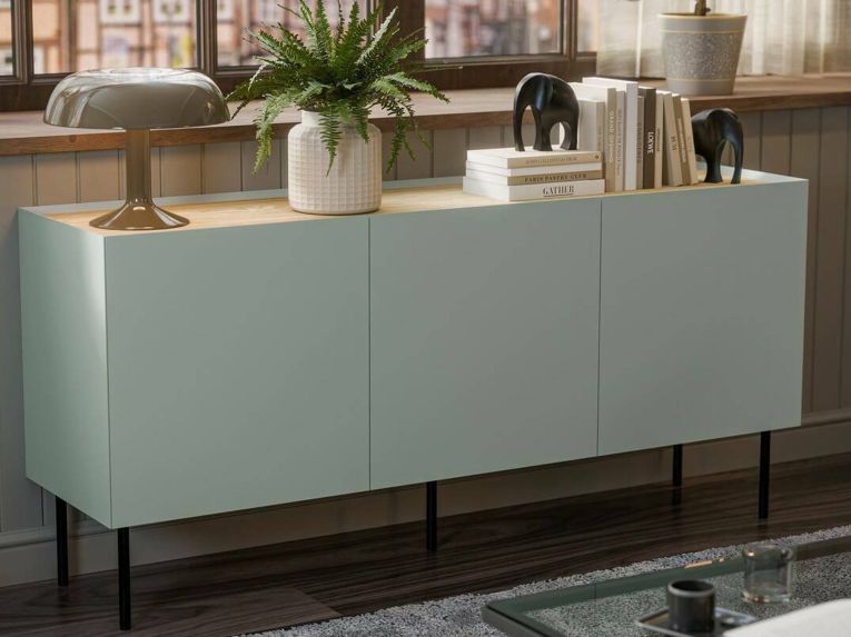 Credenza verde e rovere 150x40x70h cm 3 ante - Verrone