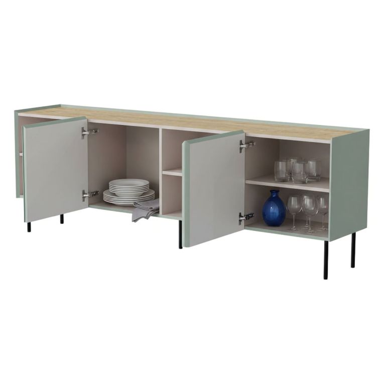 Credenza verde e rovere 200x40x70h cm 4 ante - Sagrado