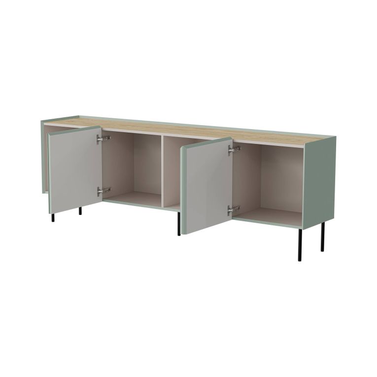 Credenza verde e rovere 200x40x70h cm 4 ante - Sagrado