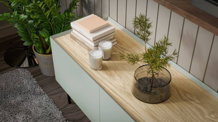 Credenza verde e rovere 200x40x70h cm 4 ante - Sagrado