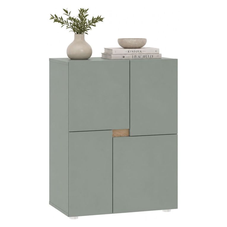 Credenza Verde un Ripiano 4 Ante 60x42x84h cm, 2 Vani - Lerinito