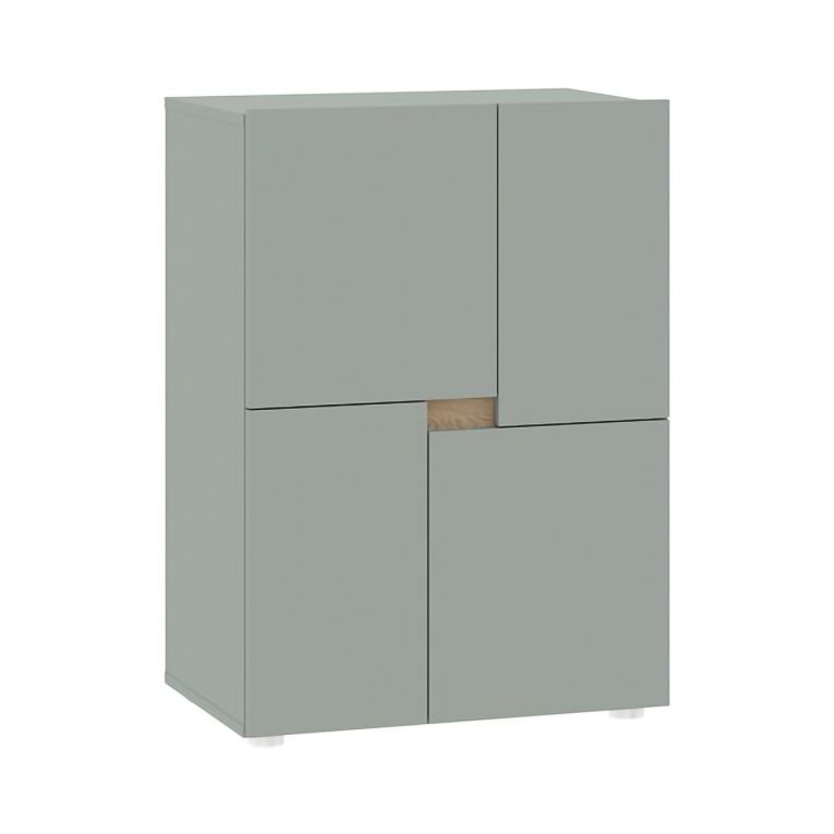 Credenza Verde un Ripiano 4 Ante 60x42x84h cm, 2 Vani - Lerinito