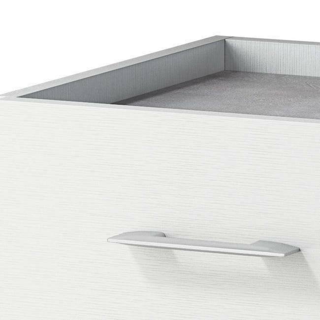 Credenza Violetta, Mobile buffet a 1 anta e 4 cassetti, Madia da soggiorno, Armadietto multiuso con ripiani, 100% Made in Italy, 90x41h87 cm, Bianco