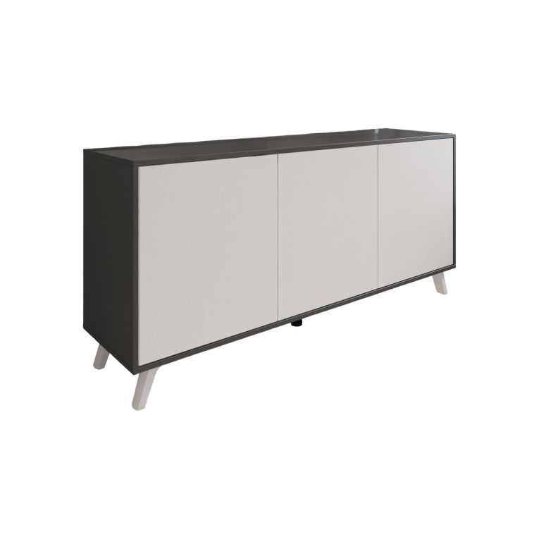 Credenza Weddell, Buffet da soggiorno, Madia da salotto, Dispensa da cucina, 154x40h72 cm, Antracite e Bianco