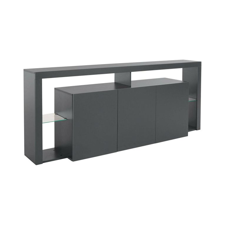 Credenza Willer, Buffet da soggiorno a 3 ante, Madia da salotto, Credenza moderna, 200x40h80 cm, Antracite
