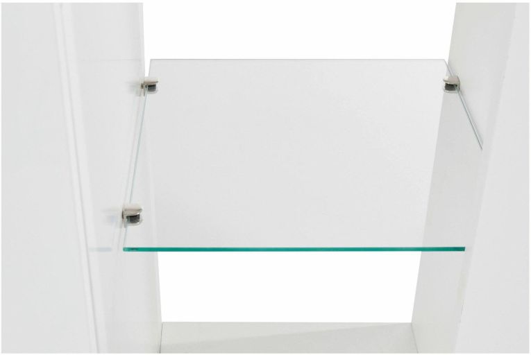 Credenza Wilmer, Buffet da soggiorno a 4 ante, Madia da salotto, Credenza moderna, 220x40h80 cm, Bianco lucido