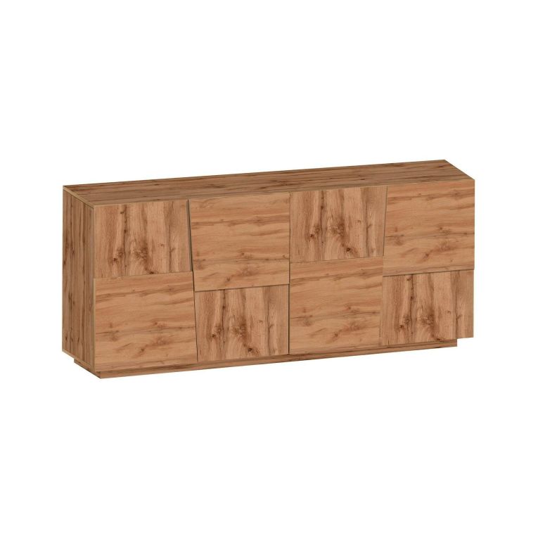 Credenza Yago, Buffet da soggiorno, Madia da salotto moderna con 4 ante, 200x44h86 cm, Rovere