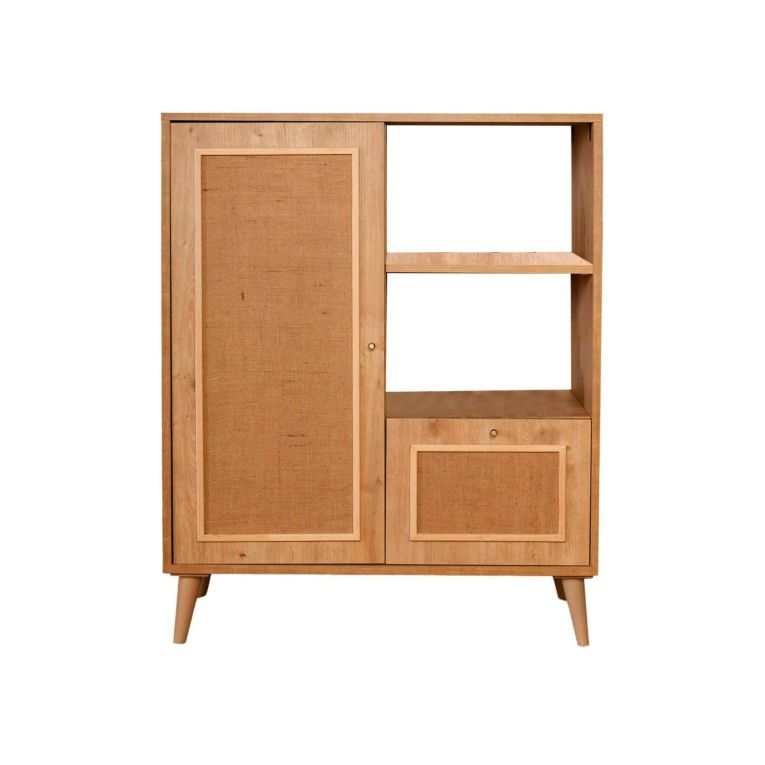 Credenza Zenara, Buffet da soggiorno, Madia da salotto, Dispensa moderna da cucina, 90x40h110 cm, Quercia