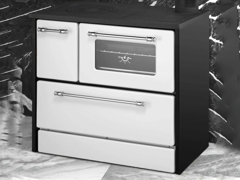 Cucina a legna in metallo bianca e nera 87x51x79h cm - Andalo