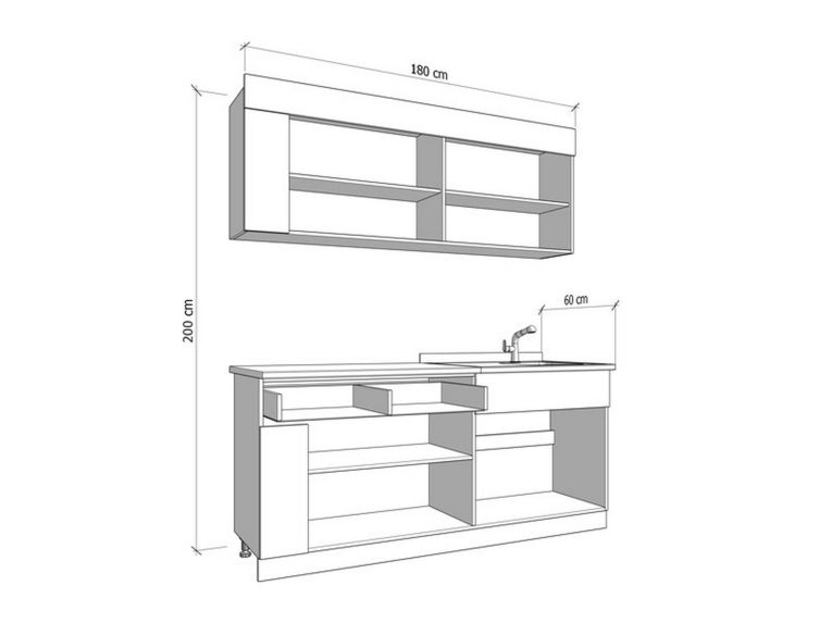 Cucina Beige Marrone Rovere Con cassetto, Elettrodomestici non inclusi, 8 Ante - Interamna