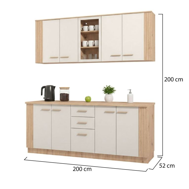 Cucina Beige Marrone Rovere Nodi Con cassetti, Elettrodomestici non inclusi, 9 Ante - Ghemme