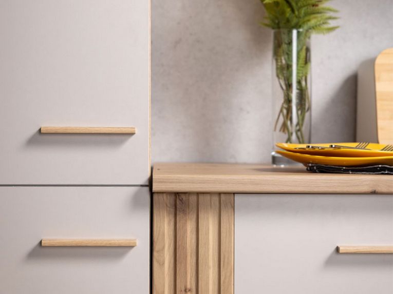 Cucina Beige Marrone Rovere Nodi Con cassetti, Elettrodomestici non inclusi, 9 Ante - Ghemme