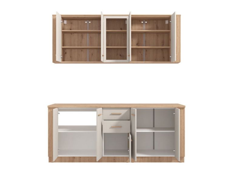Cucina Beige Marrone Rovere Nodi Con cassetti, Elettrodomestici non inclusi, 9 Ante - Ghemme